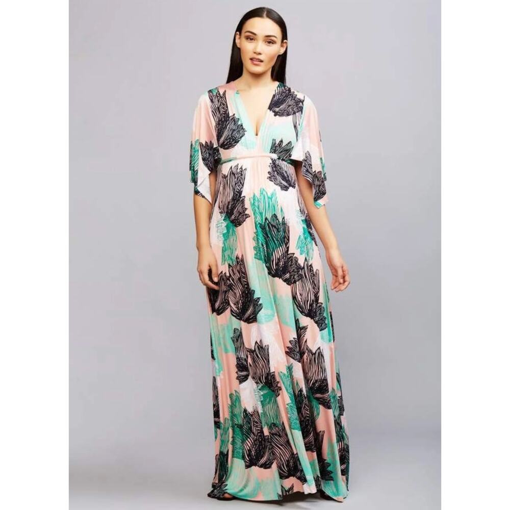 Rachel Pally Caftan Maternity Maxi Dress Sz Medium Tropical Print